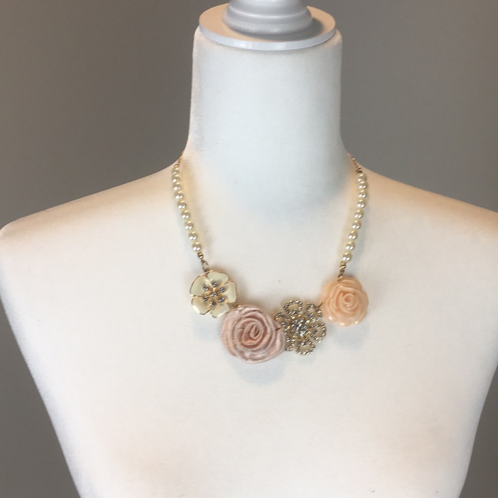 Pink, Rhinestone, and Pearl Statuent Necklace